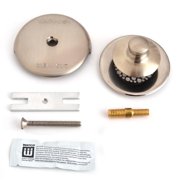 Watco Univ NuFit Nickel Push Pull Tub Stopper, Grid, 1H OF, Combo Pin Kit 48701-PP-BN-G